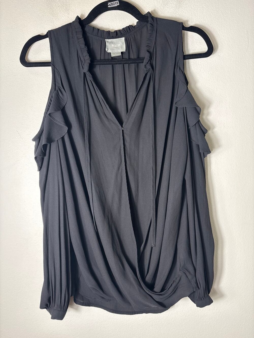 Maeve Black Cold Shoulder Long Sleeve Shirt Sz S